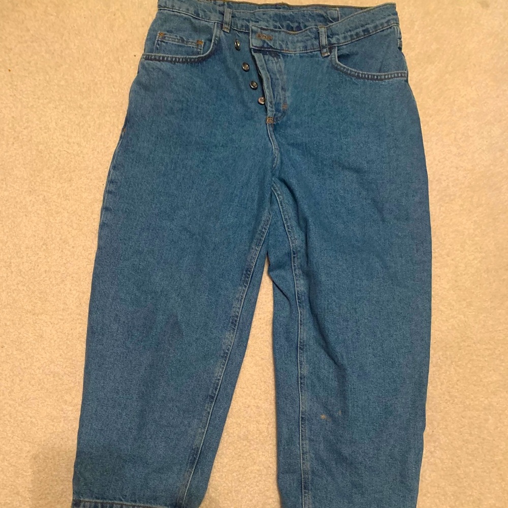 ASOS asymmetrical button mom jeans